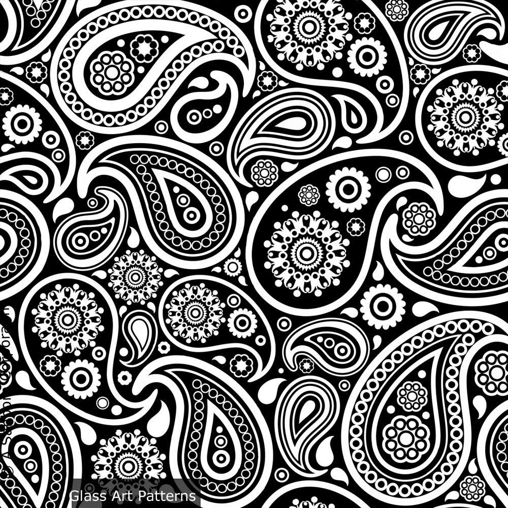 LOW to HI FIRE Background Paisley (Lead Free) White Enamel Fusible Decal (4" x 4")