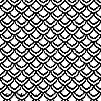 LOW to HI FIRE Fish Scale Design (Lead Free) Black Enamel Fusible Decal (4" x 4")