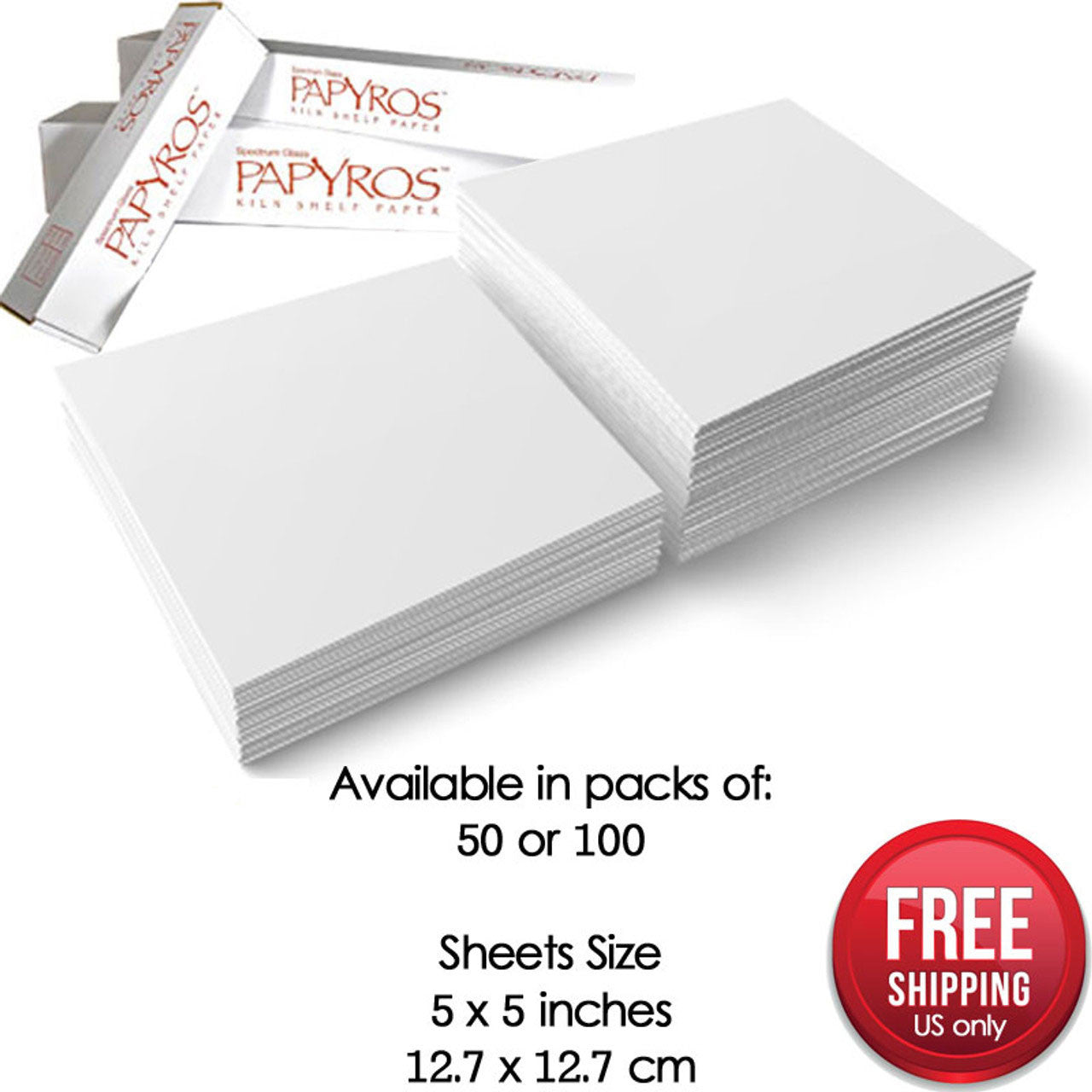 Papyros Shelf Paper 5 inch Square Pack 48 - 96 Kiln Paper Free Shipping (41514-E50)