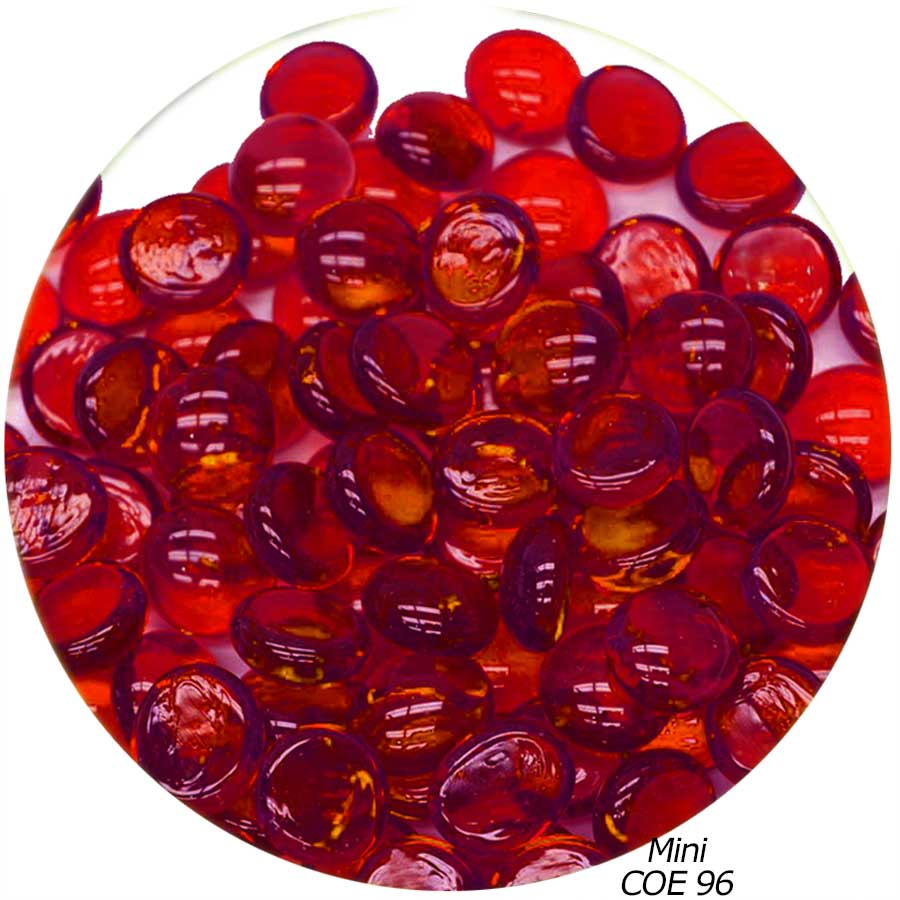COE 96 Fusible Glass Pebbles - Red Transparent