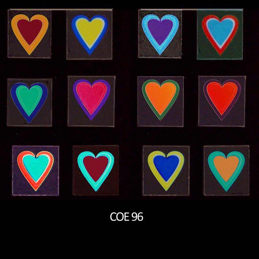 Dichroic Precut Heart Symbol Designs on Clear CBS COE96