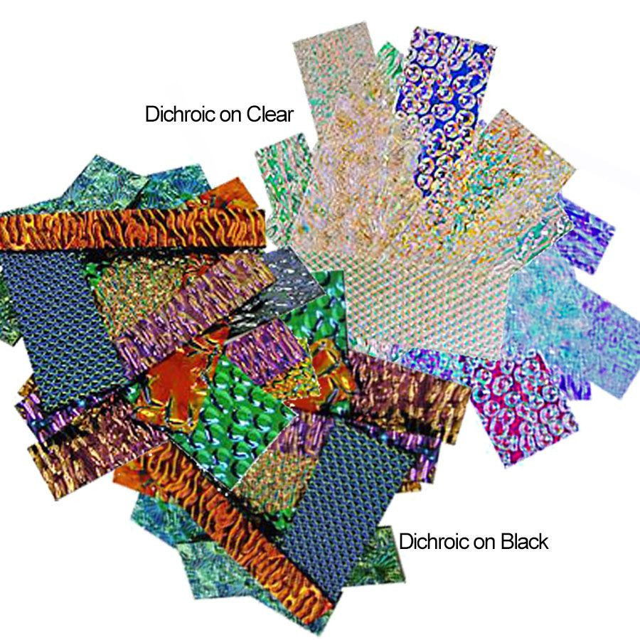 Dichroic Textured Scrap Glass 3 to 5mm thick - COE 96 - 1.5 ounces