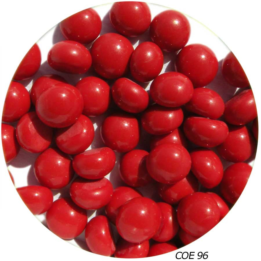 COE 96 Fusible Glass Pebbles - Red Opaque (96913-Pebbles)  1/2" or  1/4"