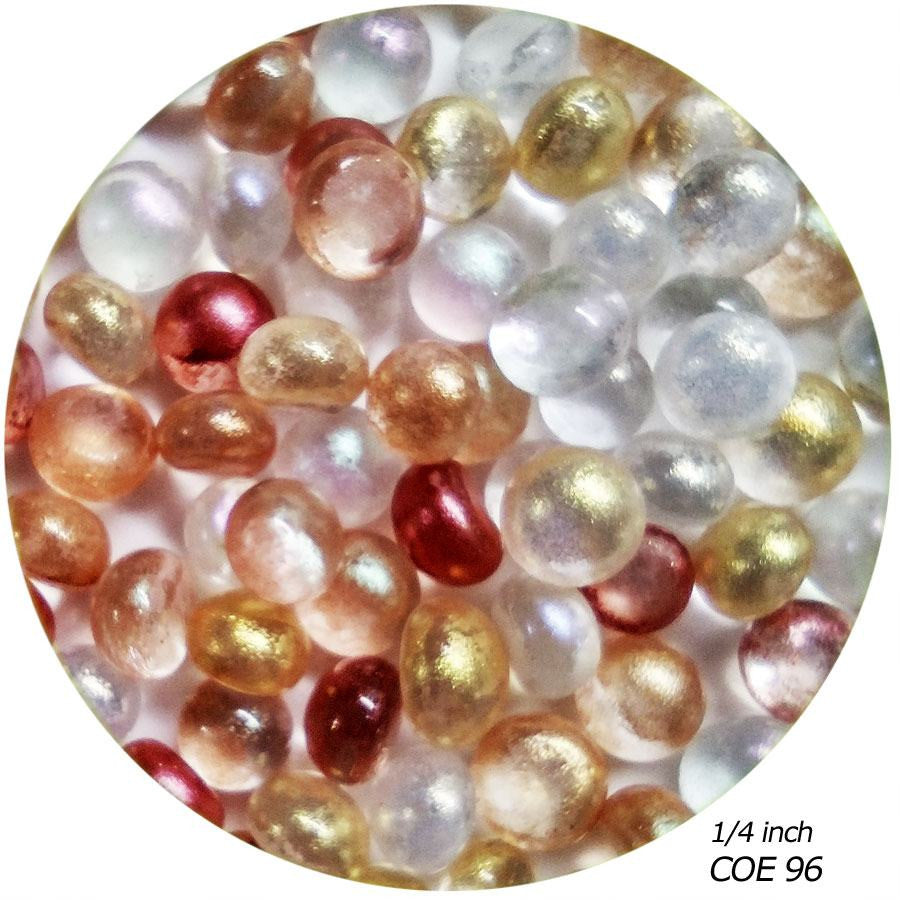 96 COE Pearlescent Glass Pebbles - Clear Transparent (96915-Pearl-Pebble)
