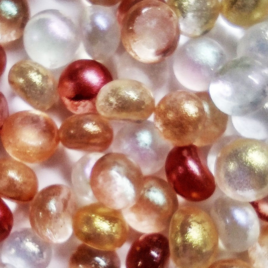 Sample Close up of 96 COE Pearlescent Glass Pebbles - Clear Transparent 8 colors of Pearlescent