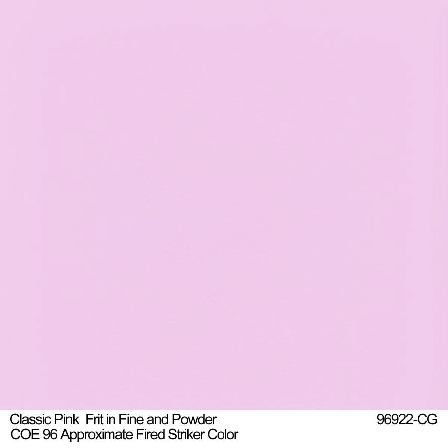 Coloritz Pink Classic Glass Frit Approximate Color when Kiln Fired COE96 Opal Striker