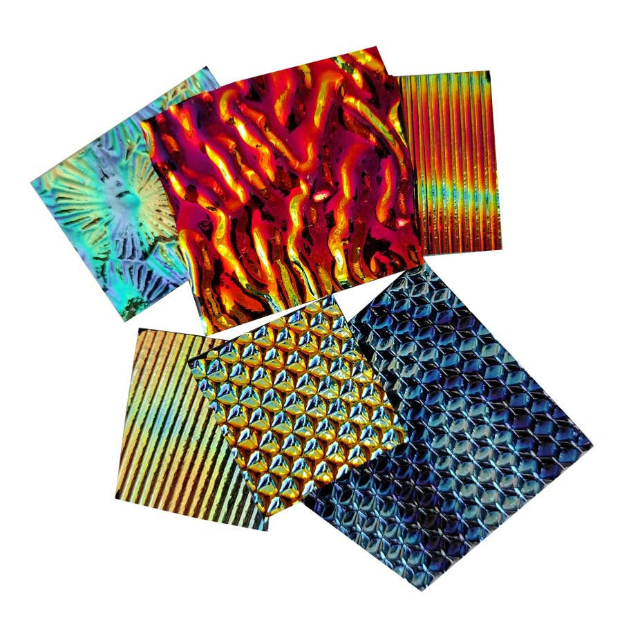 Dichroic Scrap Glass Precut Textured Pattern Variety Thin COE96 (96427) 