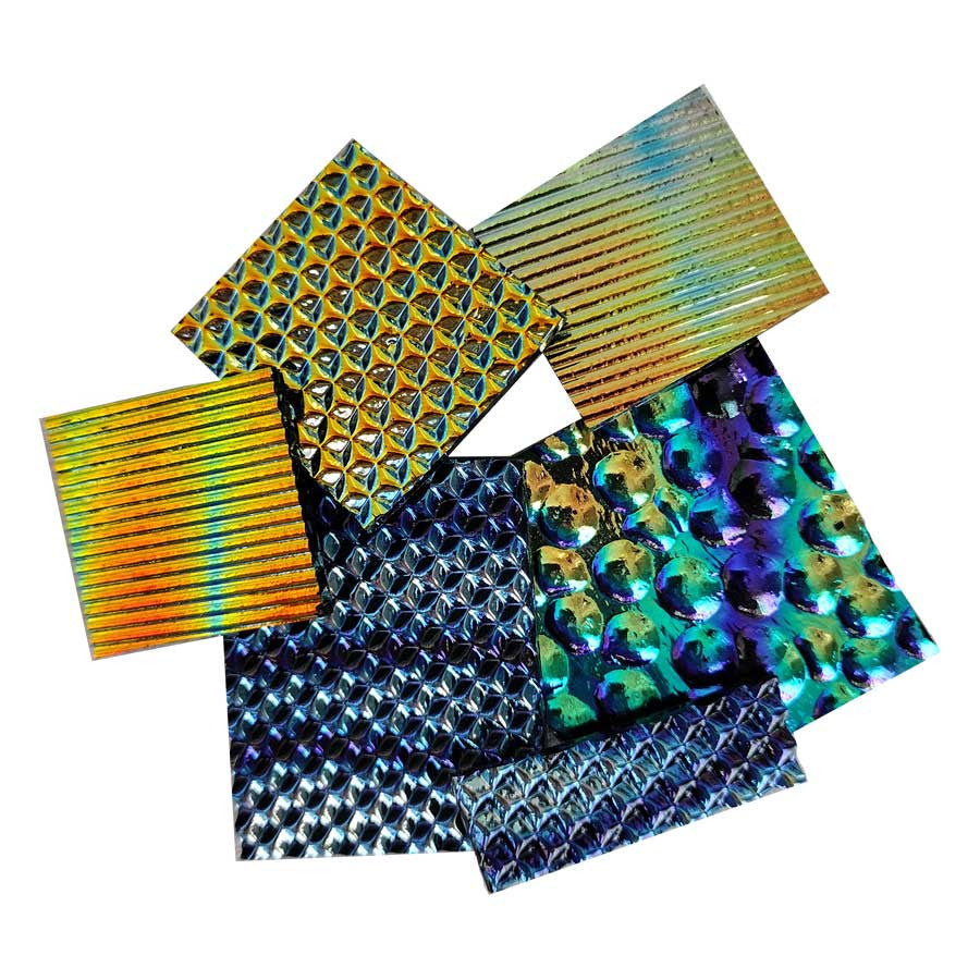 Example 2 Dichroic Scrap Glass Precut Textured Pattern Variety Thin COE96 (96427) 