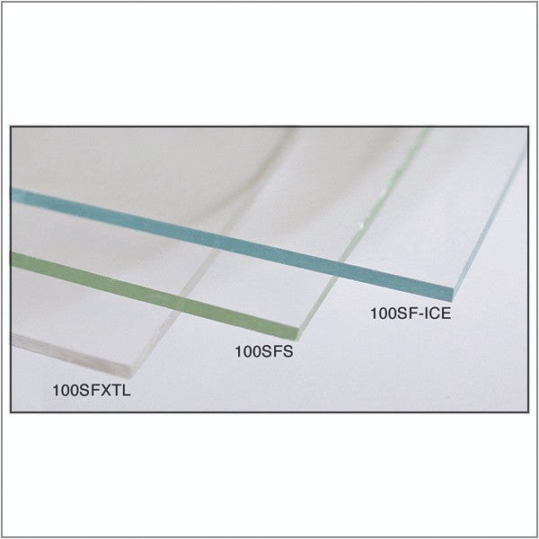 Icicle Clear Transparent Sheet Glass Spectrum COE96 compared to other clear fused glass types.