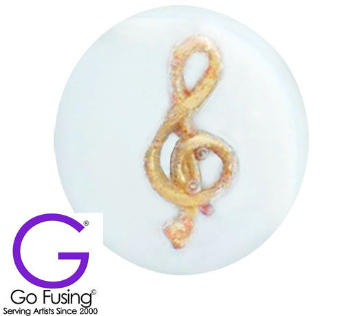 Fused Glass Inclusion Fired example Music Treble Clef Brass