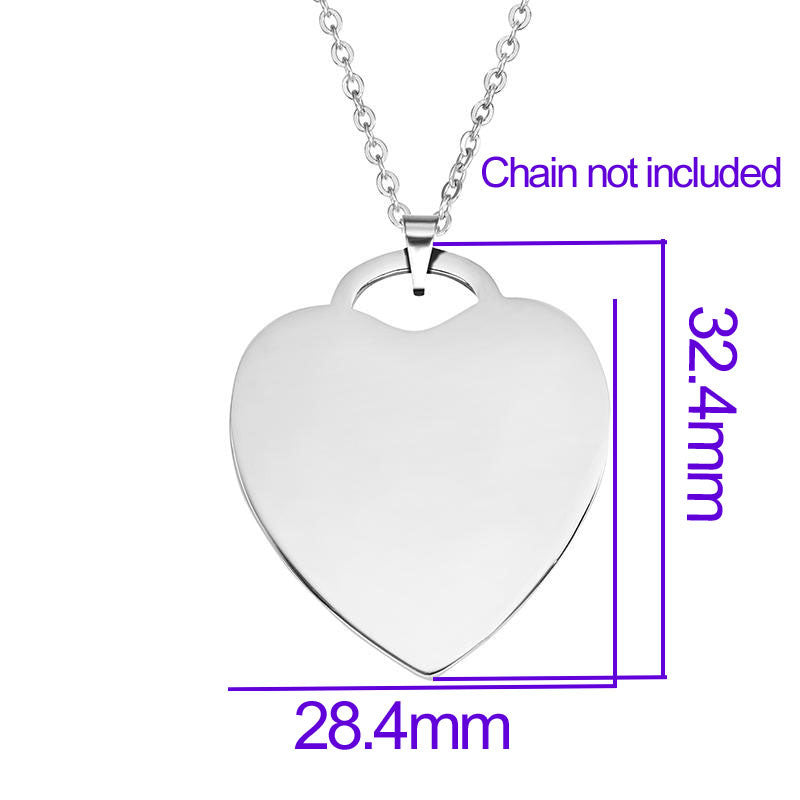 Key Ring Necklace Polished Stainless Steel Glue on Pad  with Dimensions