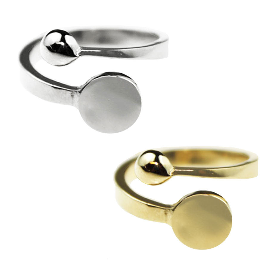 Adjustable Ring Blank Silver-18k Gold Plated Plain 10 mm Pad (33239) 