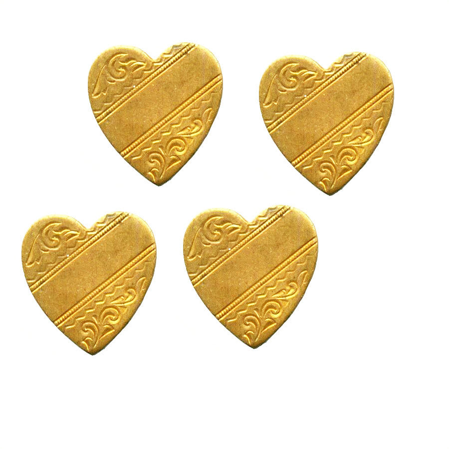 Fused Glass Inclusion: Embossed Hearts (Qty 4) (33249)