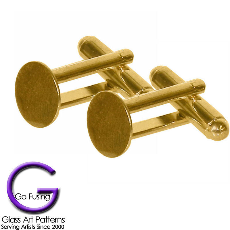 Side view of Cuff Links, Gold Plated, Glue on Pad