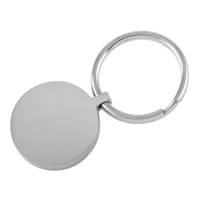 Key Ring 1 inch Round in a Polished Stainless Steel finish, Side View