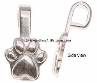 Glue on Bail for Fused Glass Jewelry Sterling Silver Plated Paw Bail