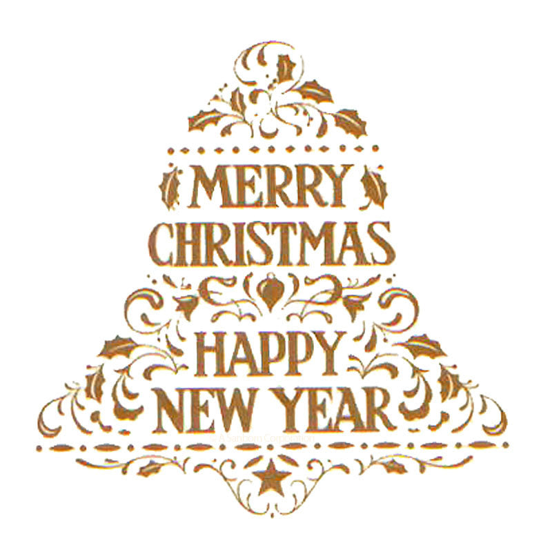 Merry Christmas Happy New Year Bell Fusible Glass Decal Set