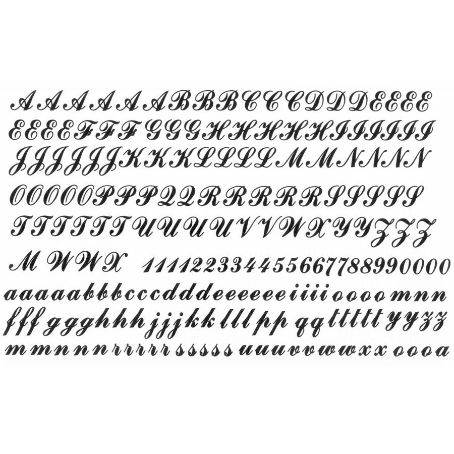 Alphabet & Numbers Script Letters Black Enamel Fusible Decal (33319-L)