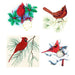 Cardinals & Red Birds decal waterslide fused glass ceramic (33329)