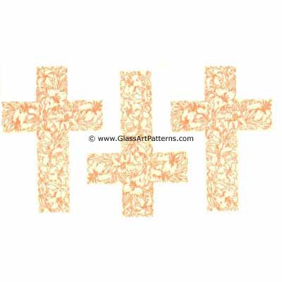 Gold: Cross Lilly Design (Fused Glass Decal) Qty 6 Crosses