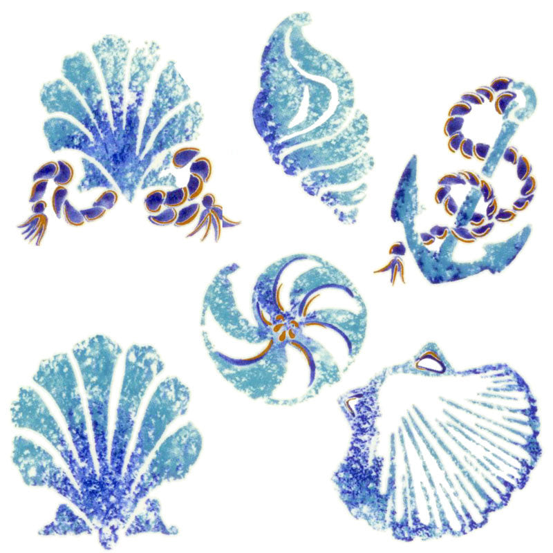 Batik Seashells Waterslide Glass Ceramics Decal