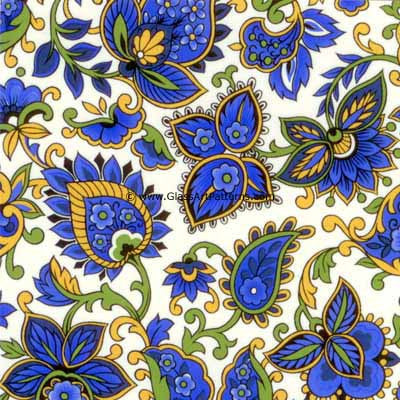 Close up example of blue paisley fusible decal