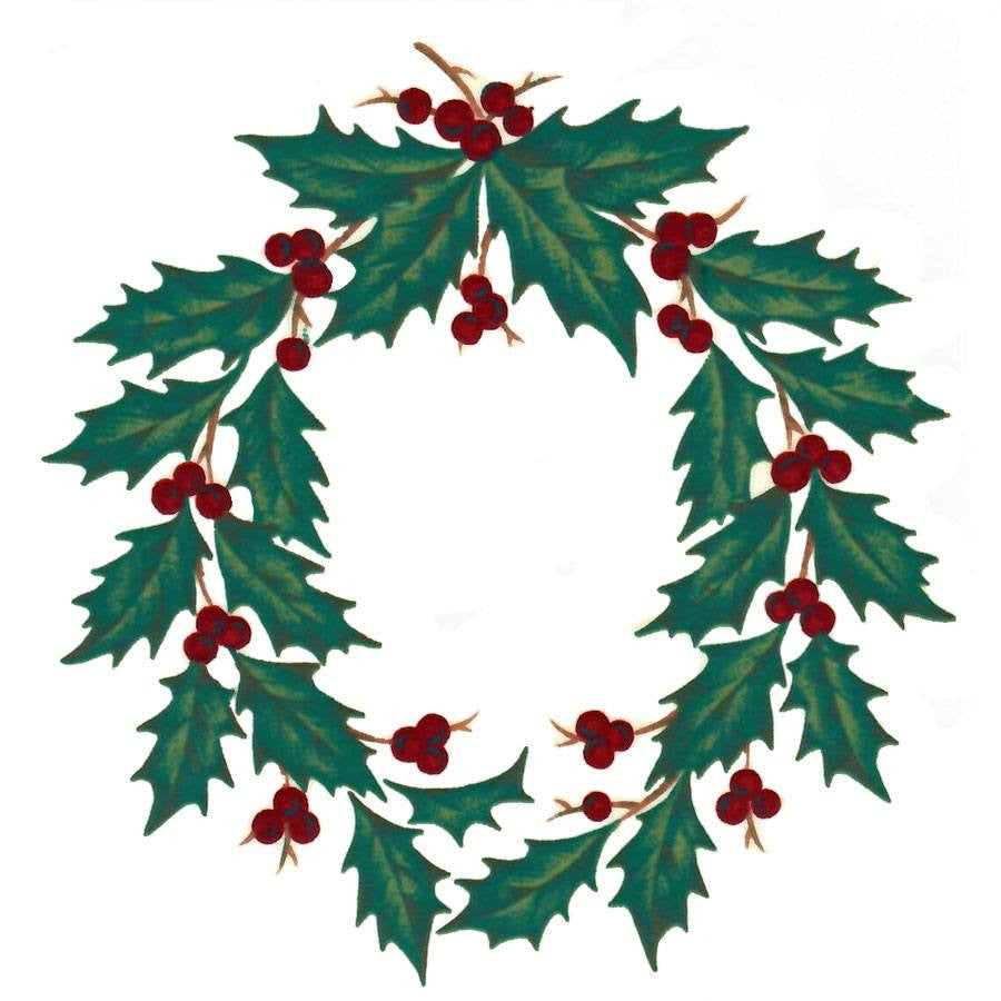 Christmas Holly Wreath Decal Fused Glass or Ceramics 3 pack (33390)