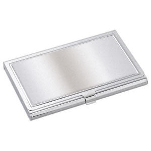 Business Card Case - Rectangle, Silver Tone with a recessed glue-on pad