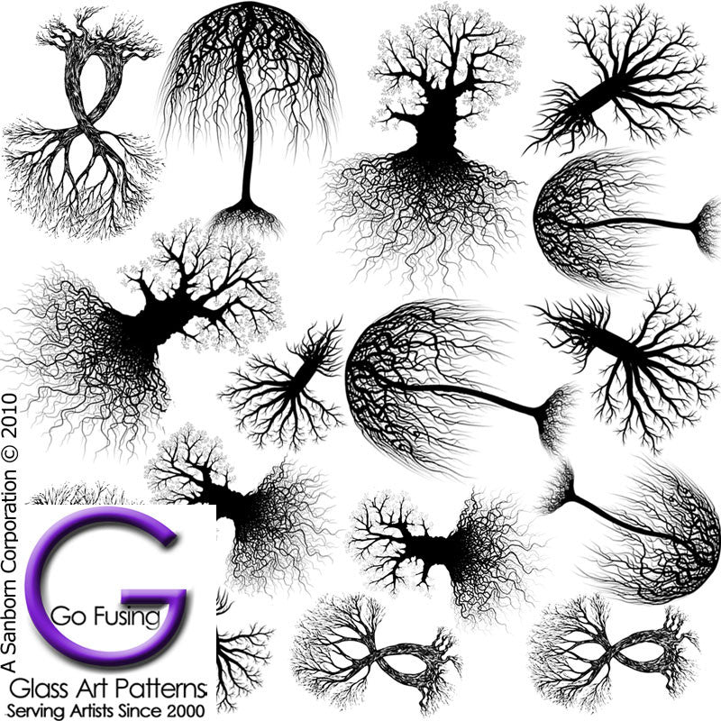 Tree Silhouettes fusible Glass Decal Black Enamel