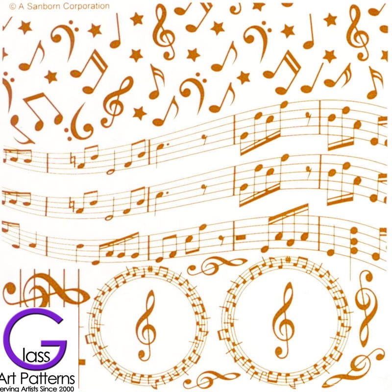 Hi Fire Gold Music Signs Decal for Fused Glass or ceramics