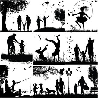 LOW to HI FIRE Family Silhouettes Black Enamel Fusible Decal (33535)