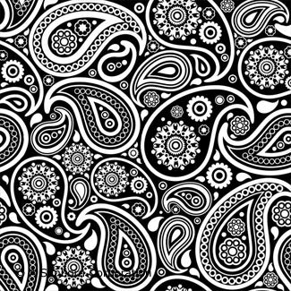 LOW to HI FIRE Background Paisley (Lead Free) Black Enamel Fusible Decal (4" x 4")