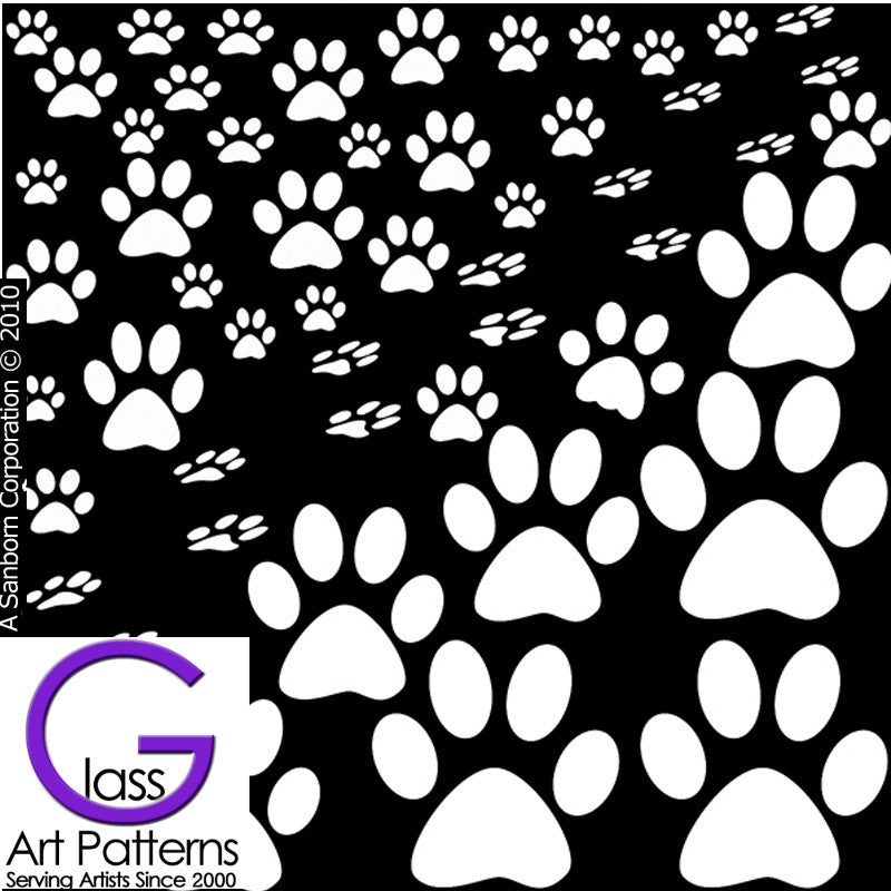 Paw Print Hi Fire Black, Gold or White Enamel Fused Glass Decal