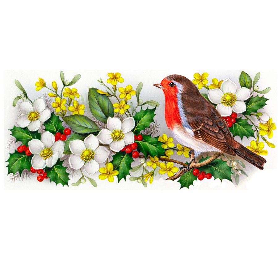 Fused Glass Decal Holly Robin Strip (33613-L)