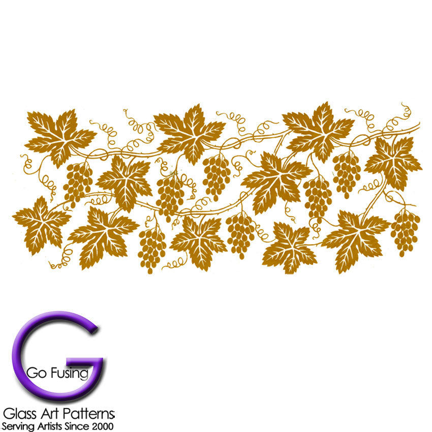 Fused Glass Decal Grapes - Leaves Hi Fire Gold