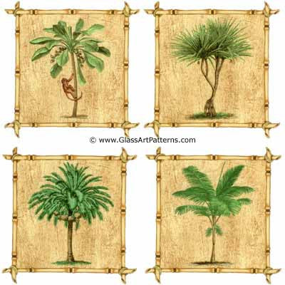 LOW to HI FIRE Colored: Coaster Size Palm Trees (Large 3 3/4" Decal Set of 4l)