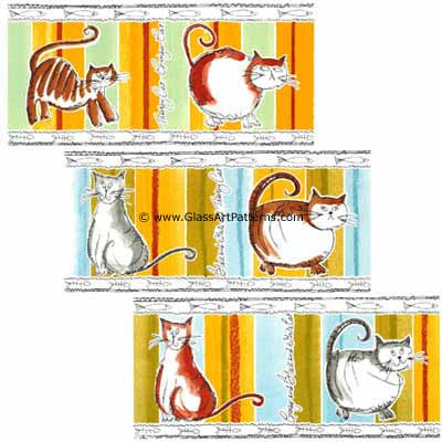Fat Cats with attitude are a waterslide decal for fused glass, ceramics or arts and craft projects.