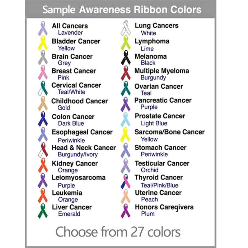 Awareness Ribbon colors representing many causes