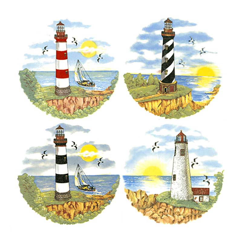 Light House with seagulls is a waterslide decal for glass or ceramics.