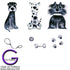 Colored: 3 Scruffy Dogs Set (Small: 1 1/4 x 3/4" or Medium: 2 H x 1 1/4 W") Fused Glass Decal