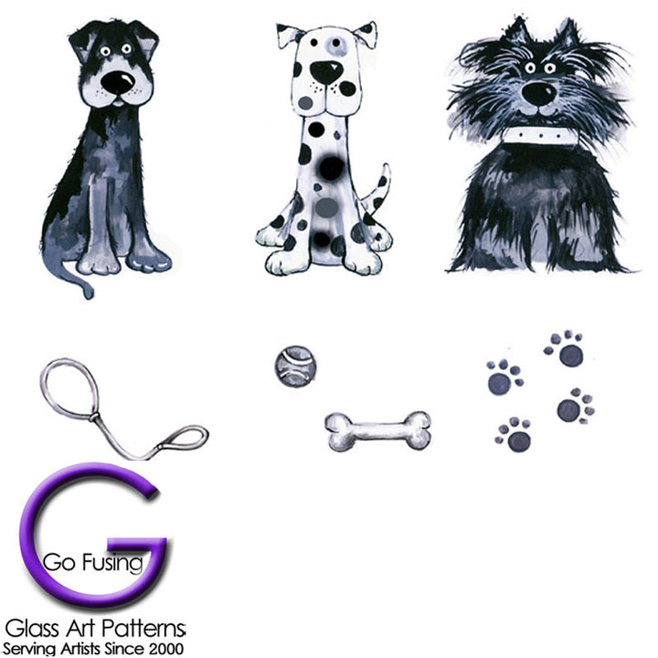 Fused Glass Decal Scruffy Dogs Set 2 sizes | Go Fusing