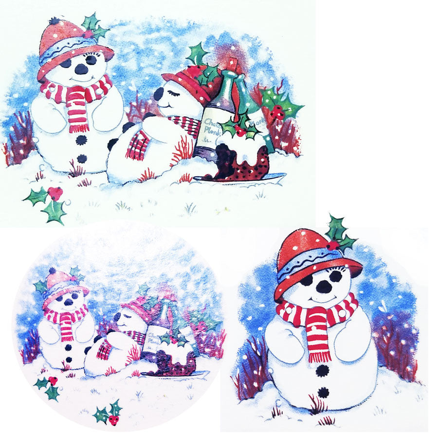 Snowmen Christmas Decal Set Fused Glass or Ceramics