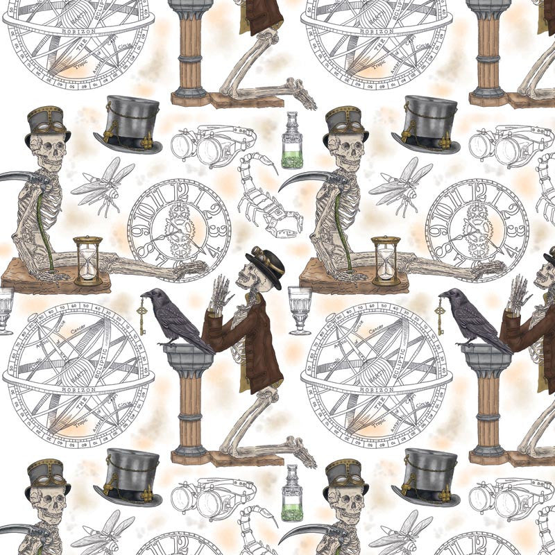 Steampunk Decal Skeleton Mechanical Fused Glass or Ceramics (33678)