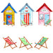 Beach Hut Chairs Fused Glass Decal Ceramic Waterslide Set