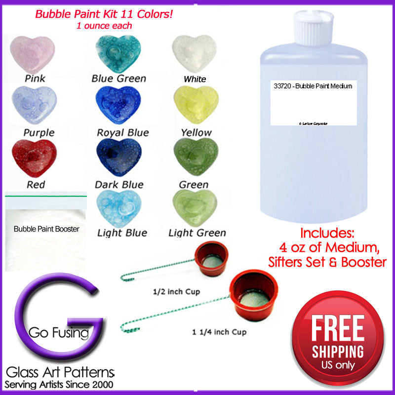 Glass Bubble Paint Kits 11 Colors, Medium & Sifter Set FREE US SHIP