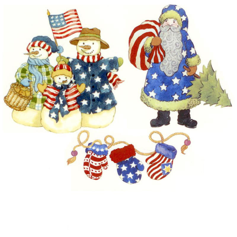 Americana Christmas Snowmen Family Decal Fused Glass or Ceramics (33718)
