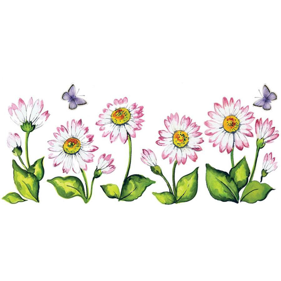 Daisy Decal Pink White Fused Glass Ceramic Waterslide Decal (33782-L) 