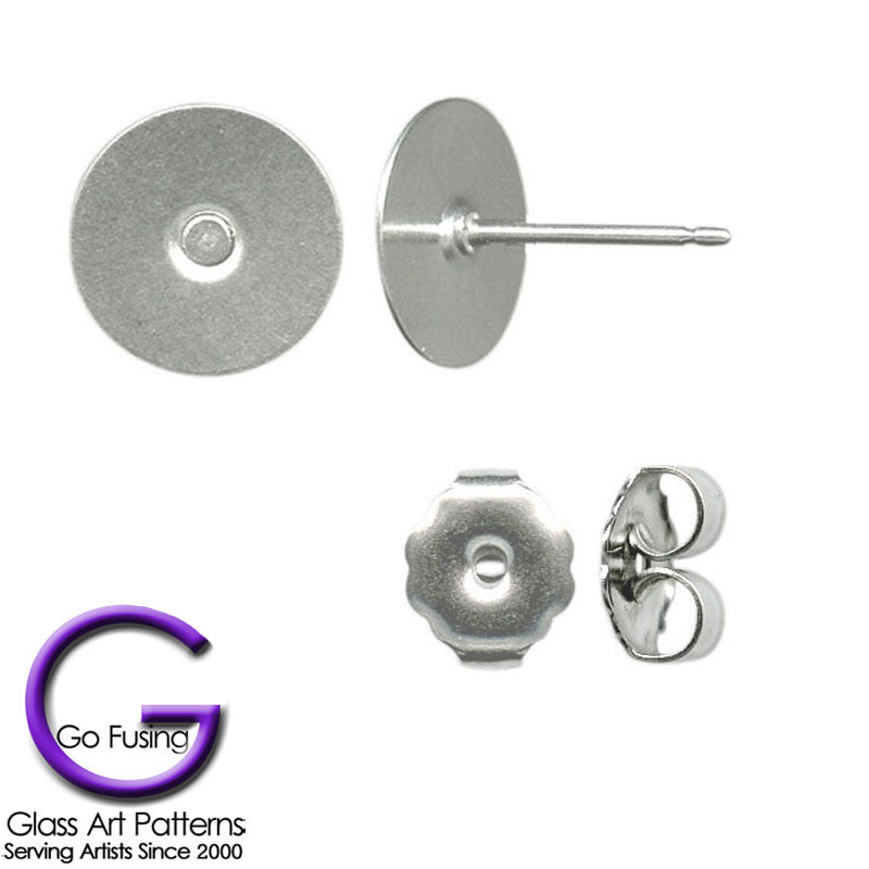 Hypoallergenic earring posts with clutches in Titanium 10 pairs