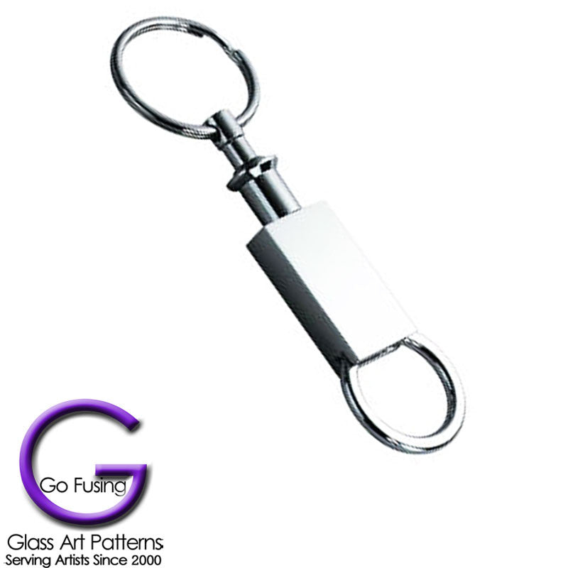 Key Ring Quick Disconnect Silver Tone glue-on pad
