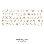 Alphabet Italic Letters Decal Black-Sepia 3/8" Fused Glass